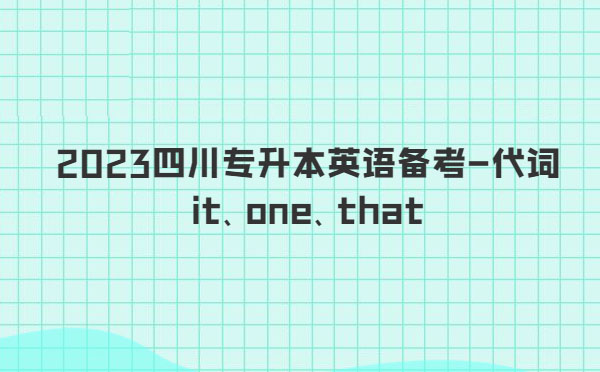 2023四川專升本英語(yǔ)備考-代詞it、one、that
