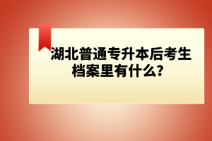 湖北普通專升本后考生檔案里有什么？