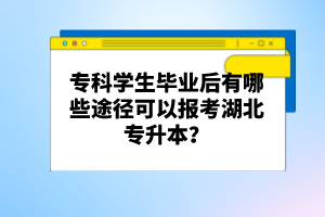 專科學(xué)生畢業(yè)后有哪些途徑可以報考湖北專升本？