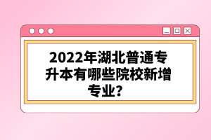 2022年湖北普通專升本有哪些院校新增專業(yè)？