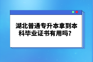 湖北普通專升本拿到本科畢業(yè)證書有用嗎？