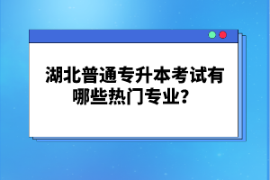 湖北普通專升本考試有哪些熱門專業(yè)？
