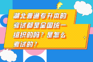 湖北普通專升本的考試都是全國統(tǒng)一組織的嗎？是怎么考試的？